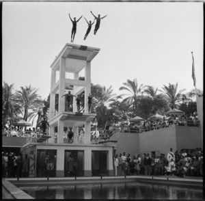Spectacular combination dive at the National Swimming Club Pool in Cairo