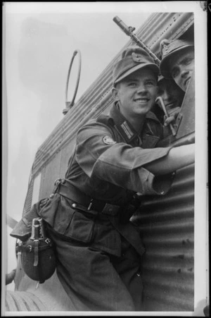 German paratrooper on Junkers troop carrier before takeoff for the invasion of Crete