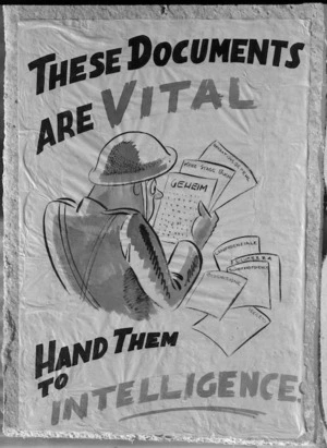 Security poster drawn by Nevile Lodge in World War II