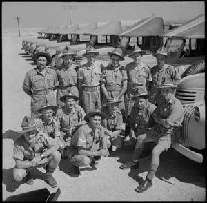 Drivers of new ambulances presented to NZEF through the British American Ambulance Corps and the Anzac War Relief Fund, Maadi