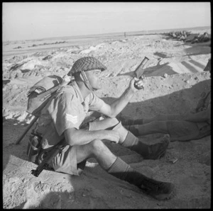 Sergeant awaiting cue in landing exercise, Egypt - Photograph taken by M D Elias