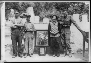 Soldiers with a Greek man and woman - Photograph taken by H G Witters
