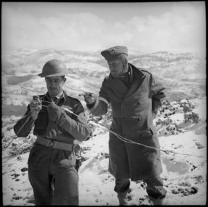 Capt C A Borman and Lt A C Hultquist in the snow of Northern Greece
