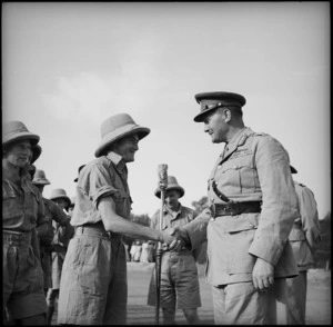 General Bernard Freyberg at a garden party in Cairo for members of 2 NZEF evacuated from Crete