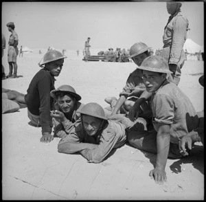Members of the Maori Battalion at Amariya on their return from Crete