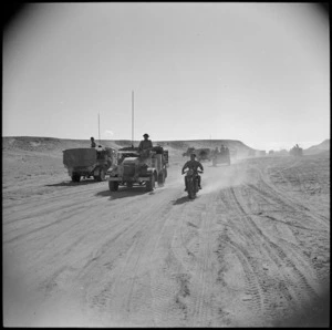 New Zealand troops en route to manoeuvres at El Saff, Egypt, during World War II