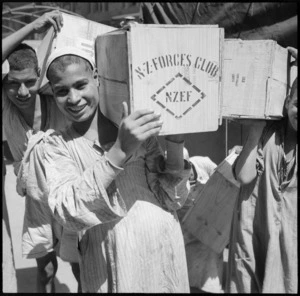 Case of apples for the NZ Forces Club, Cairo