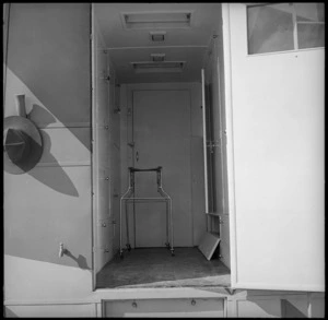 Interior of mobile surgical unit presented by Arthur Sims to the NZEF