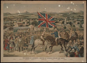 Artist unknown :The heroes of Ladysmith - meeting of Generals Buller and White, 1st March 1900. G W Bacon & Co. Ltd, London [ca 1900]. Bacon's South African Battle Pictures, no 9.