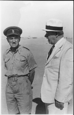 Prime Minister Peter Fraser talking with Colonel Crump, Egypt