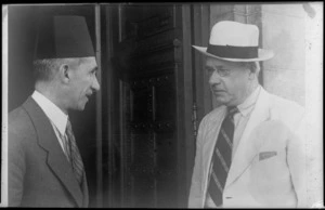 Prime Minister Peter Fraser talking with Royal Chamberlain, Cairo