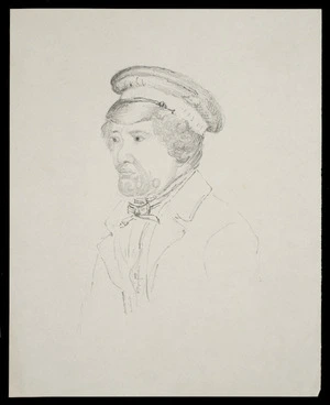 Artist unknown :[Maori man with peaked cap. 1850s?]