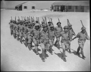 Maori Battalion route marching at Maadi, Egypt