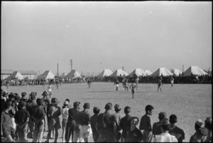 New Zealand playing Italian POWs at soccer, Helwan