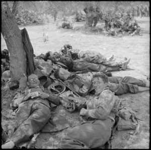 Troops resting during withdrawal, Greece