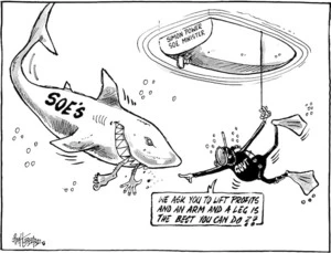 SOE's. Simon Power SOE Minister. "We ask you to lift profits and an arm and a leg is the best you can do?!" 16 March, 2009