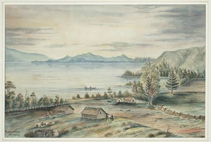 Beere, Gerald Butler, 1836-1914 :Ruananakia [militia armed forces camp at Taupo or Tauranga Harbour. 1870-1880s?]