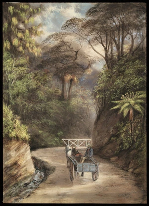 Barraud, Charles Decimus, 1822-1897 :[Horse and cart in the bush]. 1875