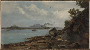 Chapman, Henry Samuel, 1803-1881 :[Entrance to Auckland Harbour, ca 1870]