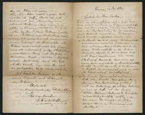 Hochstetter, Ferdinand von, 1829-1884 : Letter