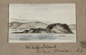 Pearse, John, 1808-1882 :[New Zealand coastal views, 1854 - 1856] Hiko's Island Cooks Straits.