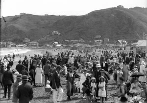 Crowd at Lyall Bay Beach, Wellington