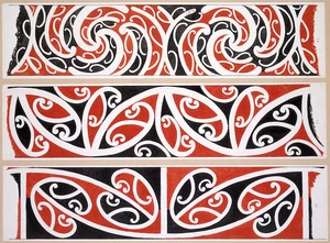 Williams, Herbert William 1860-1937 :Designs of ornamentation on Maori rafters. Nos. 25, 26, 27 [1890s]
