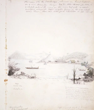 Artist unknown :Otea or Great Barrier Island, New Zealand. [9 or 10 Dec. 1847 or 1843]. The residence of V. Warner Bros. during the year 1841 and part of 1842 then occupied by Captain Nagle ...