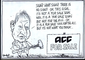 "Sign? What sign? There is no sign! Oh, this sign... It's not a 'for sale' sign. Well, it is a 'for sale' sign but not for the ACC. OK, it is a 'for sale' sign for the ACC but it's not what you think..." 2 April 2009