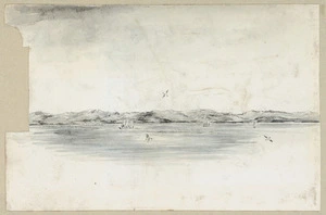 Pearse, John, 1808-1882 :First sight of coast of New Zealand [1851]