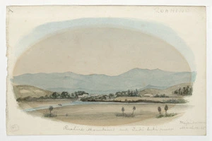 [Doubleday, William or John], fl 1880s :Ruahine Mountains and Tukituki River, Waipukurau, March 10 [18]85.