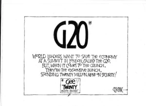 World leaders want to save the economy at a summit in London, called the G20. But, when it comes to the crunch, they're the expensive bunch, spending twenty million alone on security! 3 April 2009