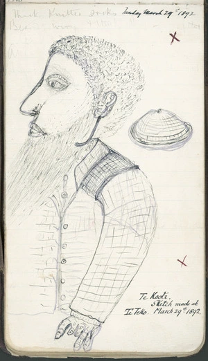 Sketch of Te Kooti made at Te Teko