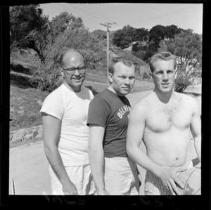 Three unidentified members of the Latter Day Saints basketball team