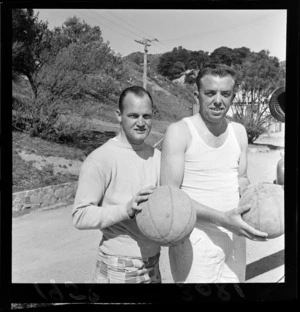 Two unidentified members of the Latter Day Saints basketball team