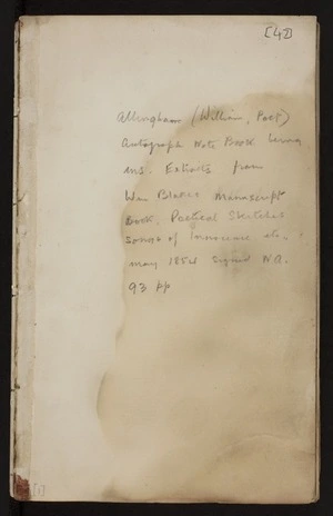 Allingham, William, 1824-1889 : Notebook - Extracts from Songs of innocence and experience