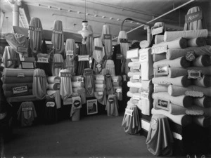 [Display of woollen fabrics at DIC store, Christchurch]