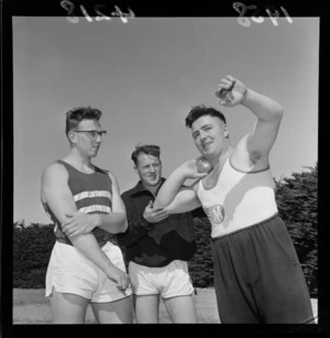 Athletics at Hataitai Park, Wellington, shotputter