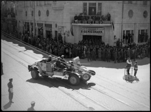 Anti tank portee passing through the streets of Aleppo, Syria - Photograph taken by H Paton