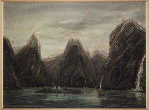 Fitzgerald, E :[H.M.S. New Zealand at Milford Sound. ca 1920]