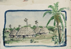 McFarlane, Francis Ledingham 1888-1948 :[Thatched huts amidst palm trees. Middle East or India? 1917 or 1918]