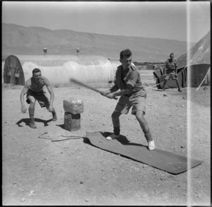 Soldiers playing cricket at their camp in Syria, World War II - Photograph taken by H Paton