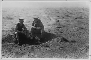 Commonwealth commanders General Leslie Morshead and General Bernard Freyberg confer during the El Alamein offensive in World War II - Photograph taken by Captain J C White