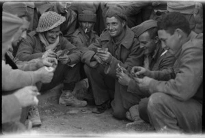 New Zealand soldiers playing cards in Tobruk, World War II