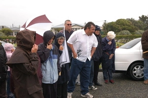 Unveiling of memorial stone at graves of miners killed in Strongman Mine disaster, Karoro Cemetery, Greymouth