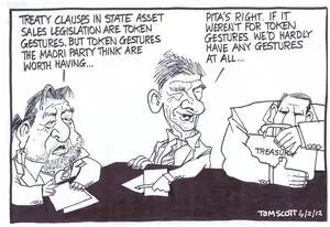 Scott, Thomas, 1947- :'Treaty clauses in state asset sales legislation are token gestures the Maori Party think are worth having...' 4 February 2012