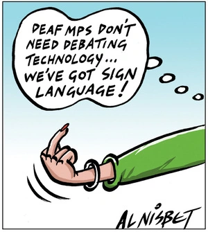 Nisbet, Alistair, 1958- :'Deaf MPs don't need debating technology... We've got sign language!' 15 February 2012