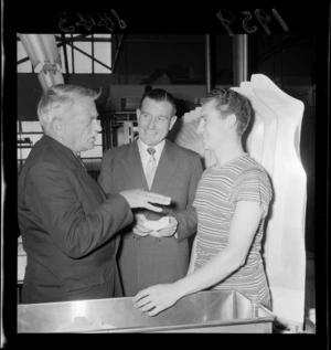 Mr Skoglund at a hosiery factory