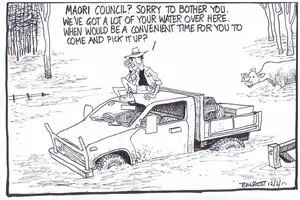 Scott, Thomas, 1947- :'Maori Council? Sorry to bother you. We've got a lot of your water over here. When would be a convenient time for you to come and pick it up?' 12 February 2012