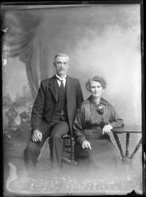 Studio portrait of an unidentified couple, possibly Christchurch